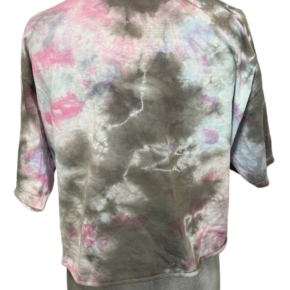 Nickelodeon Cropped Graphic Short Sleeve Tee Sponge Bob & Patrick on tie dye L - Picture 4 of 6